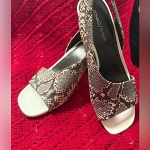 Donald J. Pliner Black and White Snakeskin Sandals